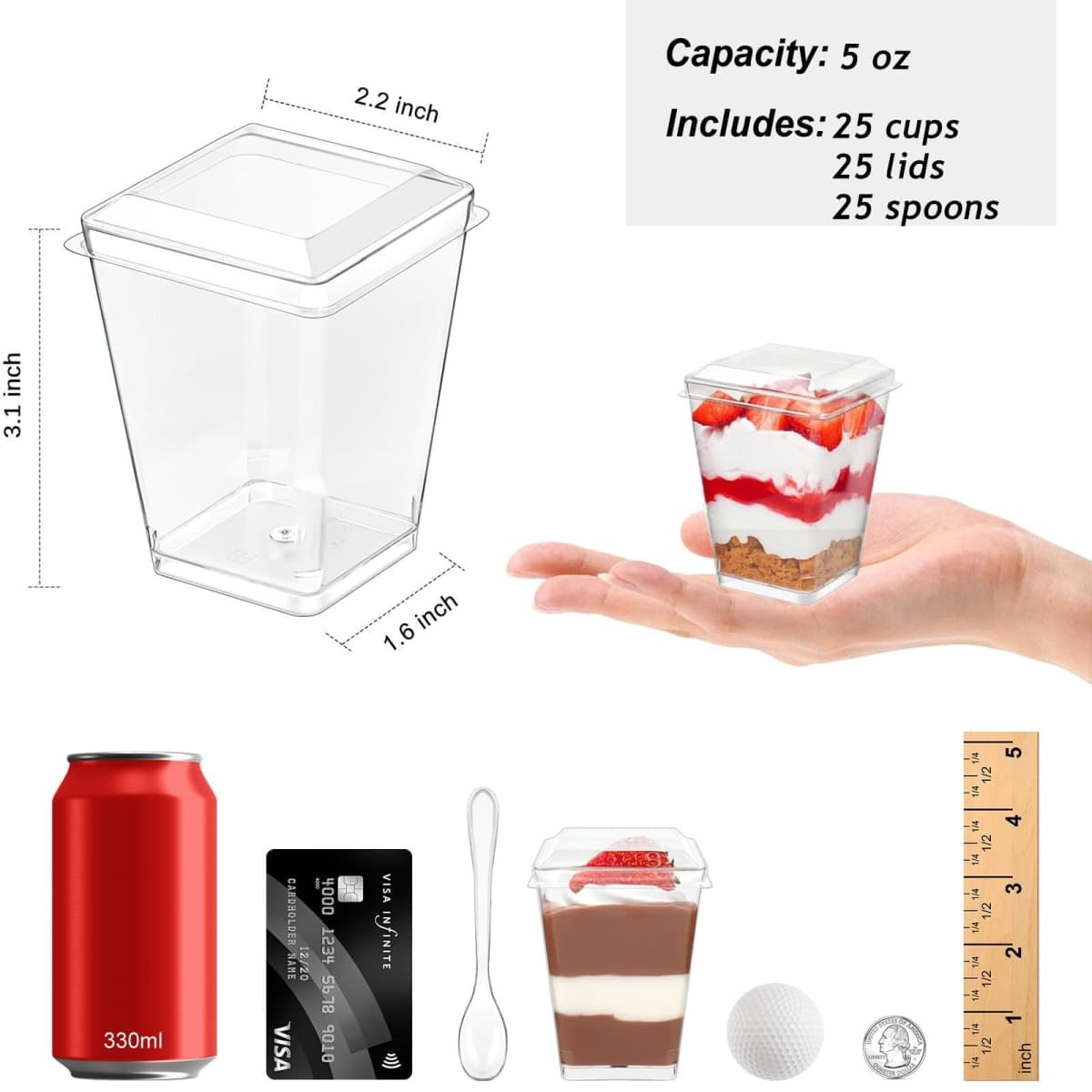 Zezzxu 5 oz Small Dessert Cups with Lids and Spoons, 75 Pcs Serves 25 thumbnail 2