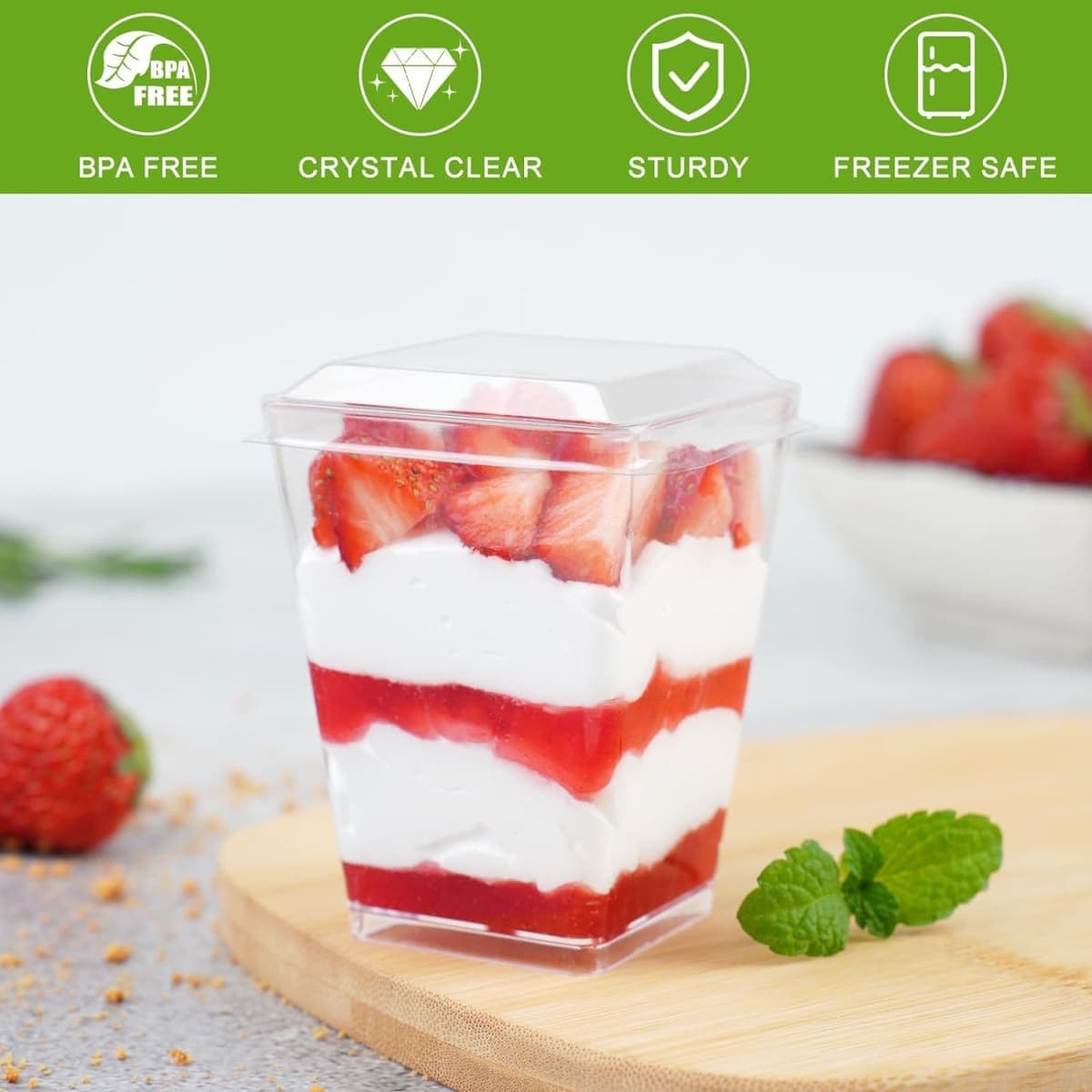 Zezzxu 5 oz Small Dessert Cups with Lids and Spoons, 75 Pcs Serves 25 thumbnail 3
