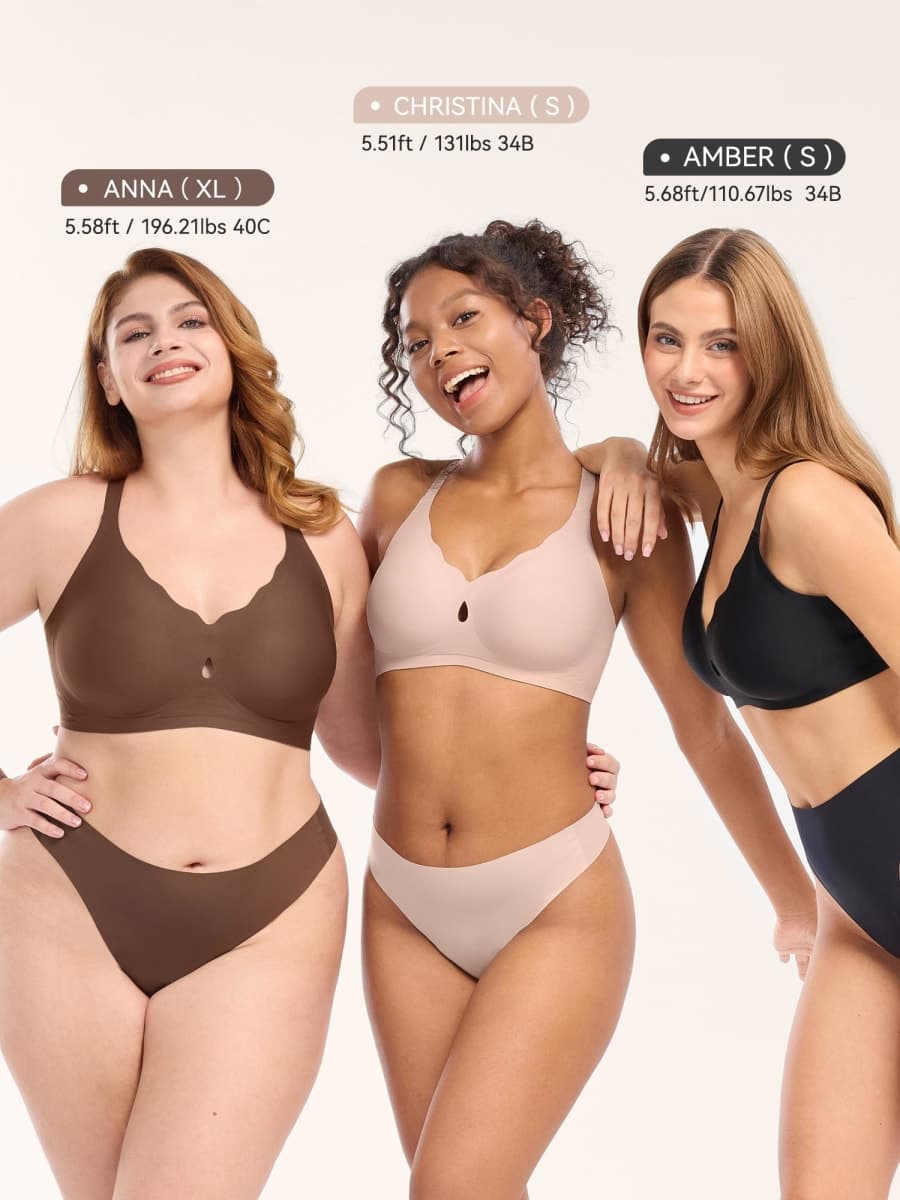 LUCKMEEY Bras for Women No Underwire Wave Push Up Wireless Bra Seamless Bras Full Coverage Bralettes Lift Everyday Bras, Skin, Large thumbnail 5