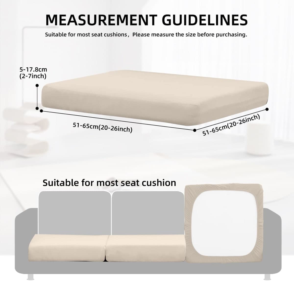 DREAHOTEXTIL 14Pcs Outdoor Cushions Covers Waterproof, Patio Cushion Covers, Stretch Cushion Covers Replacement,Cushion Slipcovers, Furniture Cushion Covers (Beige 2, 14PCS) thumbnail 2