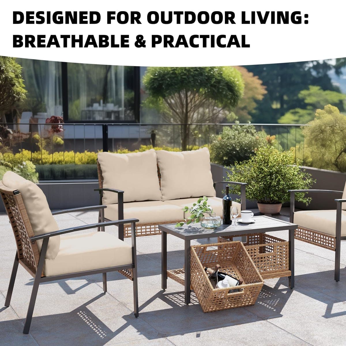 DREAHOTEXTIL 14Pcs Outdoor Cushions Covers Waterproof, Patio Cushion Covers, Stretch Cushion Covers Replacement,Cushion Slipcovers, Furniture Cushion Covers (Beige 2, 14PCS) thumbnail 4