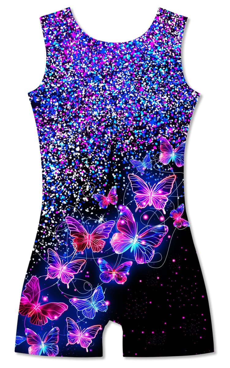 TUONROAD Girls Gymnastics Leotards Toddler Unitard Biketard Clothes Cute Kid Tumbling Dance Outfit 2-10T, Black Purple a, 5/6 Years — image 1