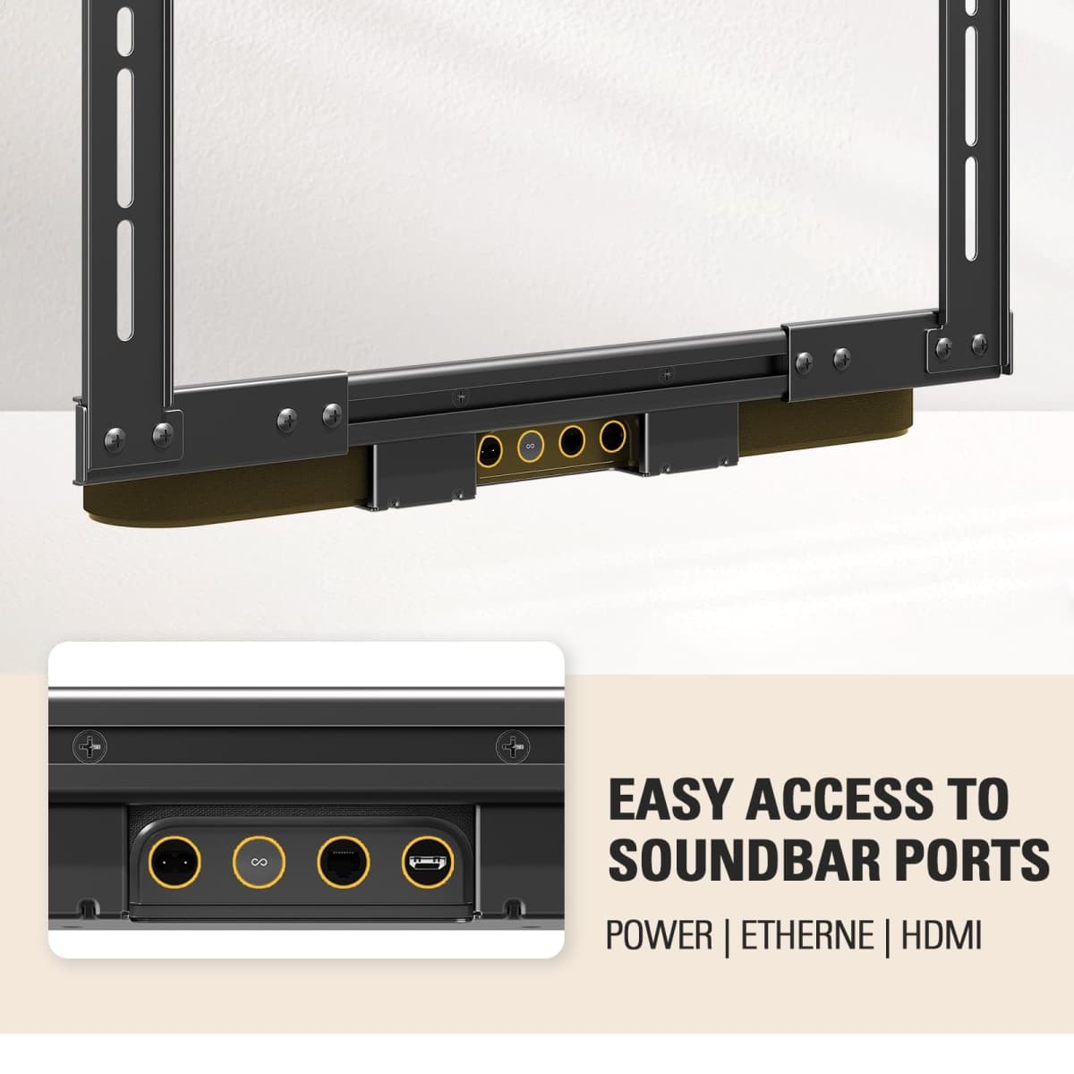 Mounting Dream Soundbar Mount with Easy Access Design for SONOS Beam, SoundBar Bracket with Sliding Block Fits TV up to VESA 600x400mm, Compatible with The Beam Constructed of Duty Aluminum Profile thumbnail 3