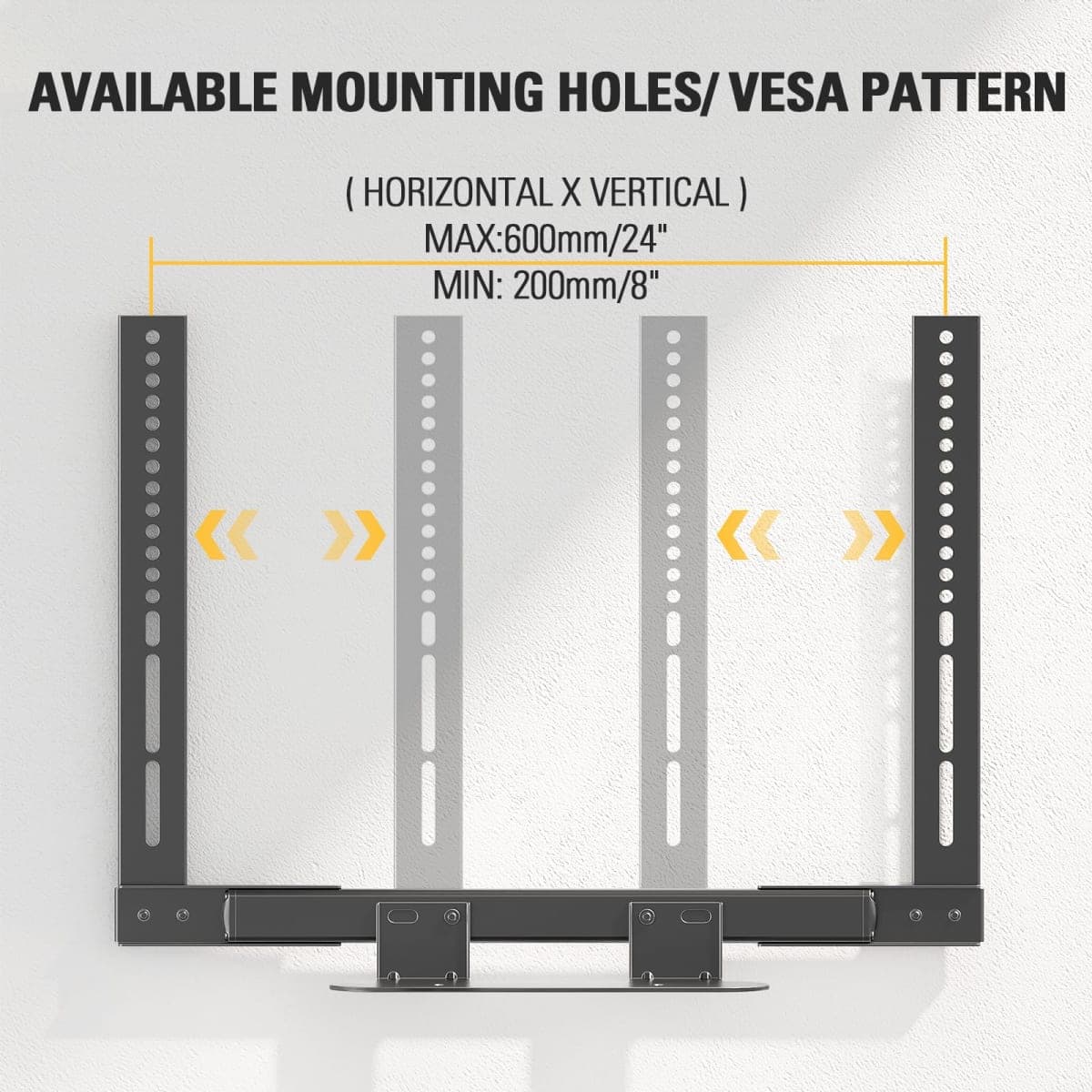 Mounting Dream Soundbar Mount with Easy Access Design for SONOS Beam, SoundBar Bracket with Sliding Block Fits TV up to VESA 600x400mm, Compatible with The Beam Constructed of Duty Aluminum Profile thumbnail 5