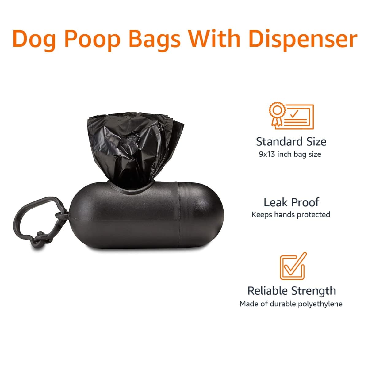 Amazon Basics Dog Poop Bags with Dispenser, 900 Count, Enhanced for Guaranteed Leakproof, Unscented, Includes Leash Clip thumbnail 4