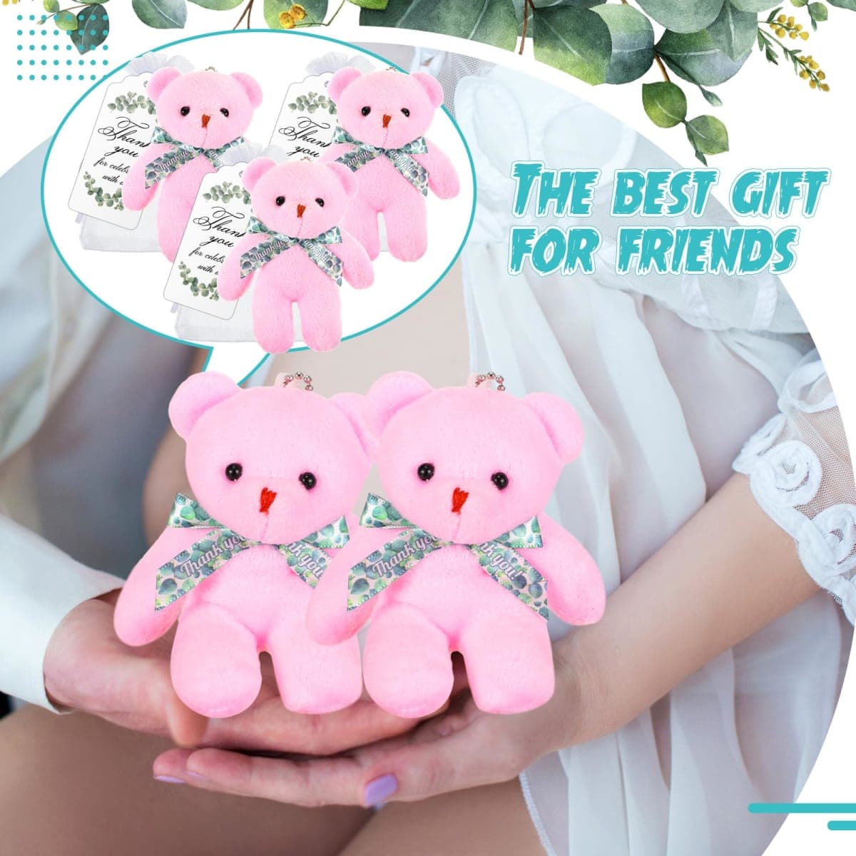 50 Sets Small Plush Bear Bulk, Mini Stuffed Animals, Pink Bear Party Favors thumbnail 3