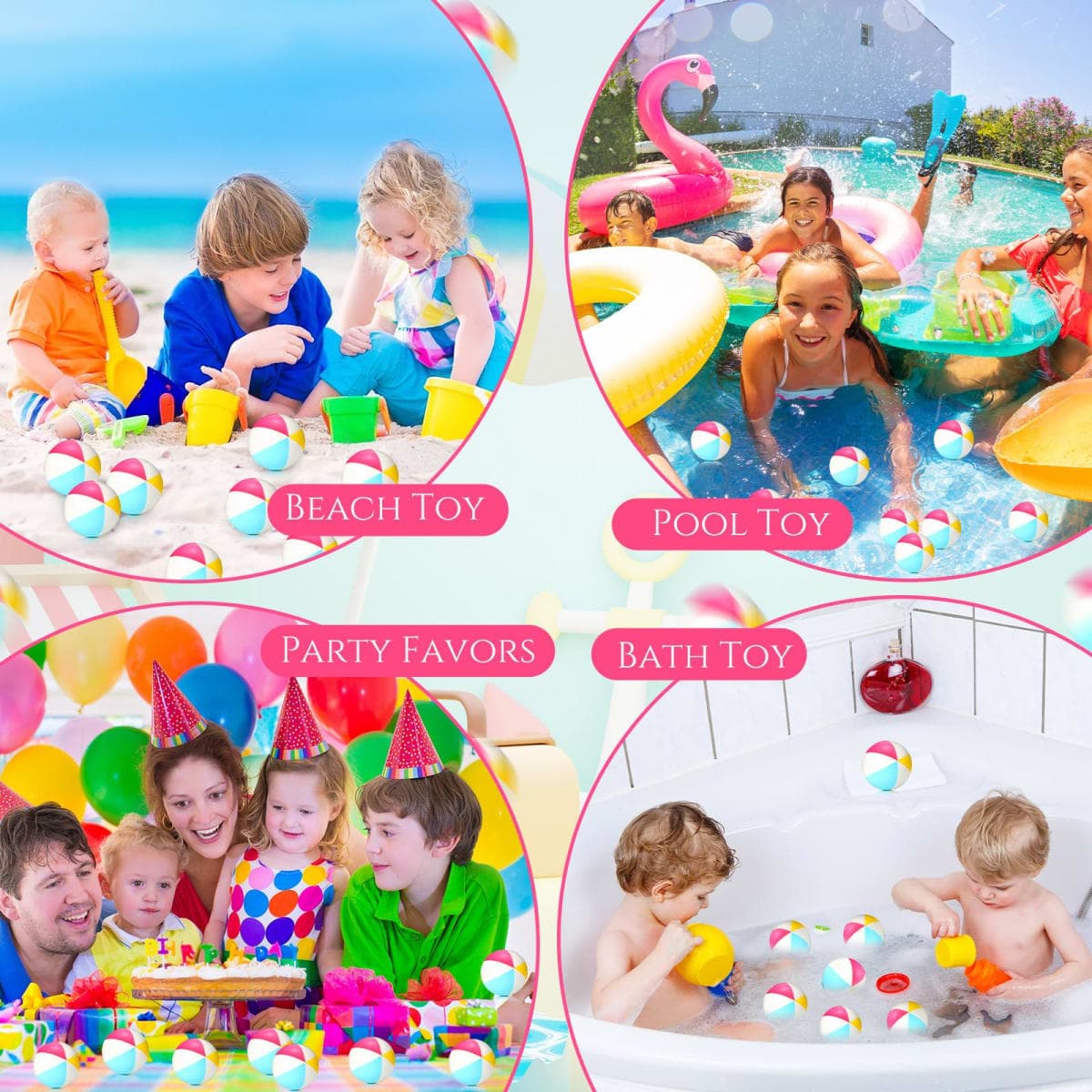 Jerify 48pcs Mini Beach Stress Balls 2.5 Inch PU Foam Relief Stress Squeeze Ball Beach Party Favors Small Summer Pool Relief Toys for Kids Birthday Hawaiian Luau Party Pool Water Games(Vivid Color) thumbnail 2