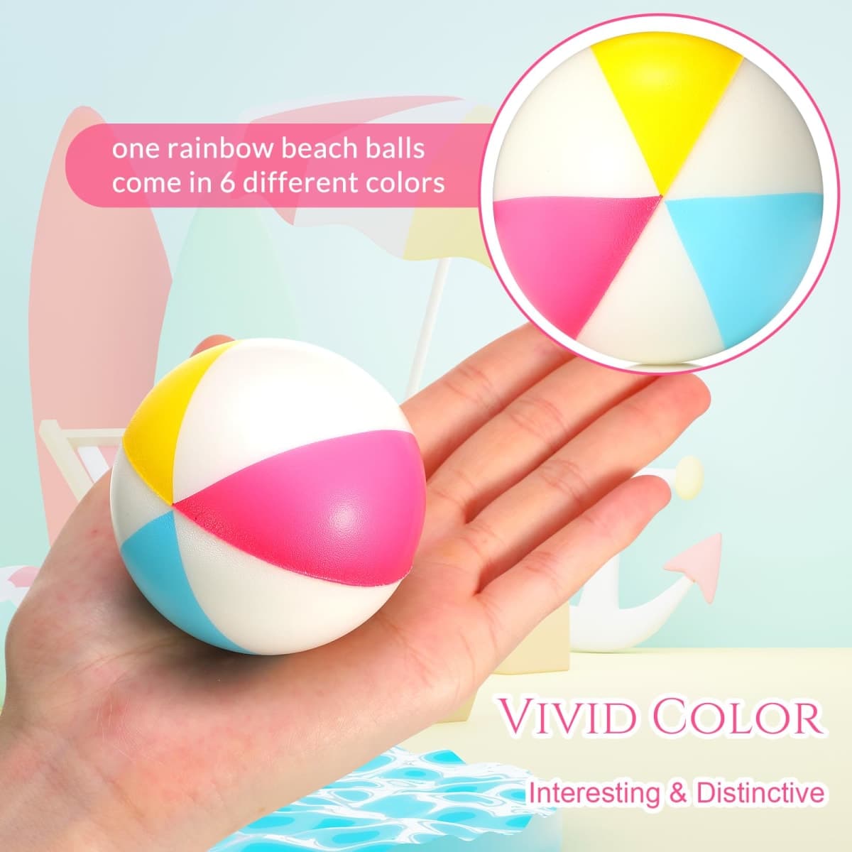 Jerify 48pcs Mini Beach Stress Balls 2.5 Inch PU Foam Relief Stress Squeeze Ball Beach Party Favors Small Summer Pool Relief Toys for Kids Birthday Hawaiian Luau Party Pool Water Games(Vivid Color) thumbnail 5