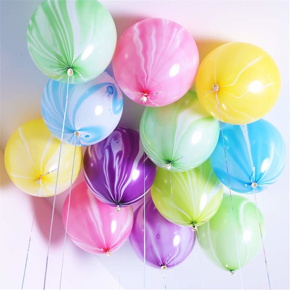 Rainbow Tie Dye Balloons 100PCS 12 Inch Agate Marble Latex Balloons For Birthday,Rainbow,Hippie Party Decorations(Color Clouds) thumbnail 3