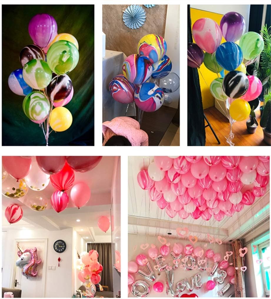 Rainbow Tie Dye Balloons 100PCS 12 Inch Agate Marble Latex Balloons For Birthday,Rainbow,Hippie Party Decorations(Color Clouds) thumbnail 5
