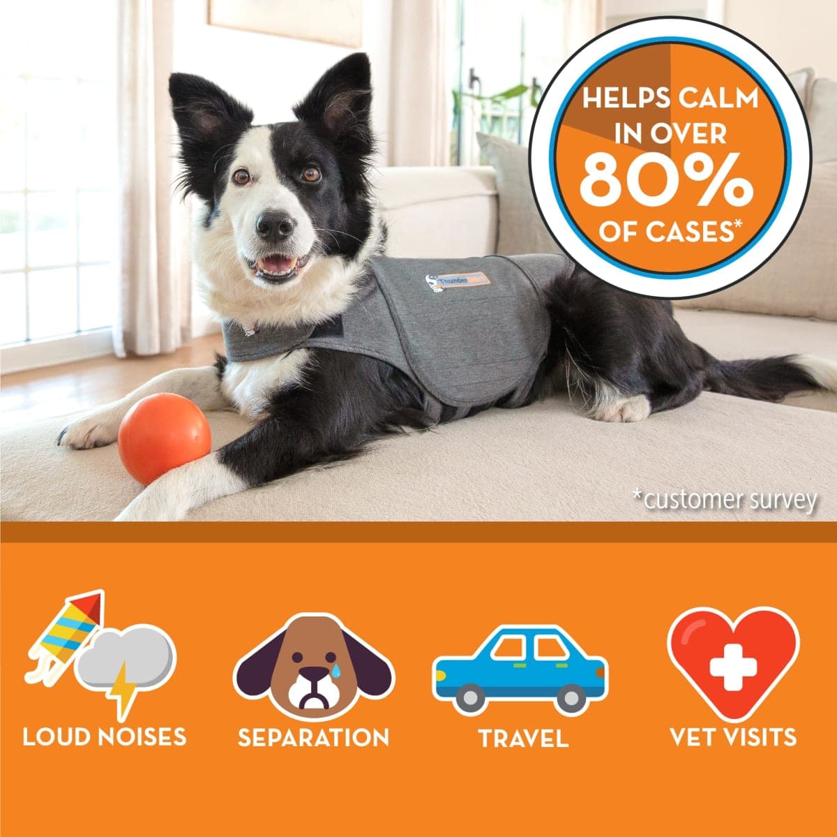 Thundershirt TH00116 Dog Anxiety Treatment Wrap, Medium, Heather Grey thumbnail 4