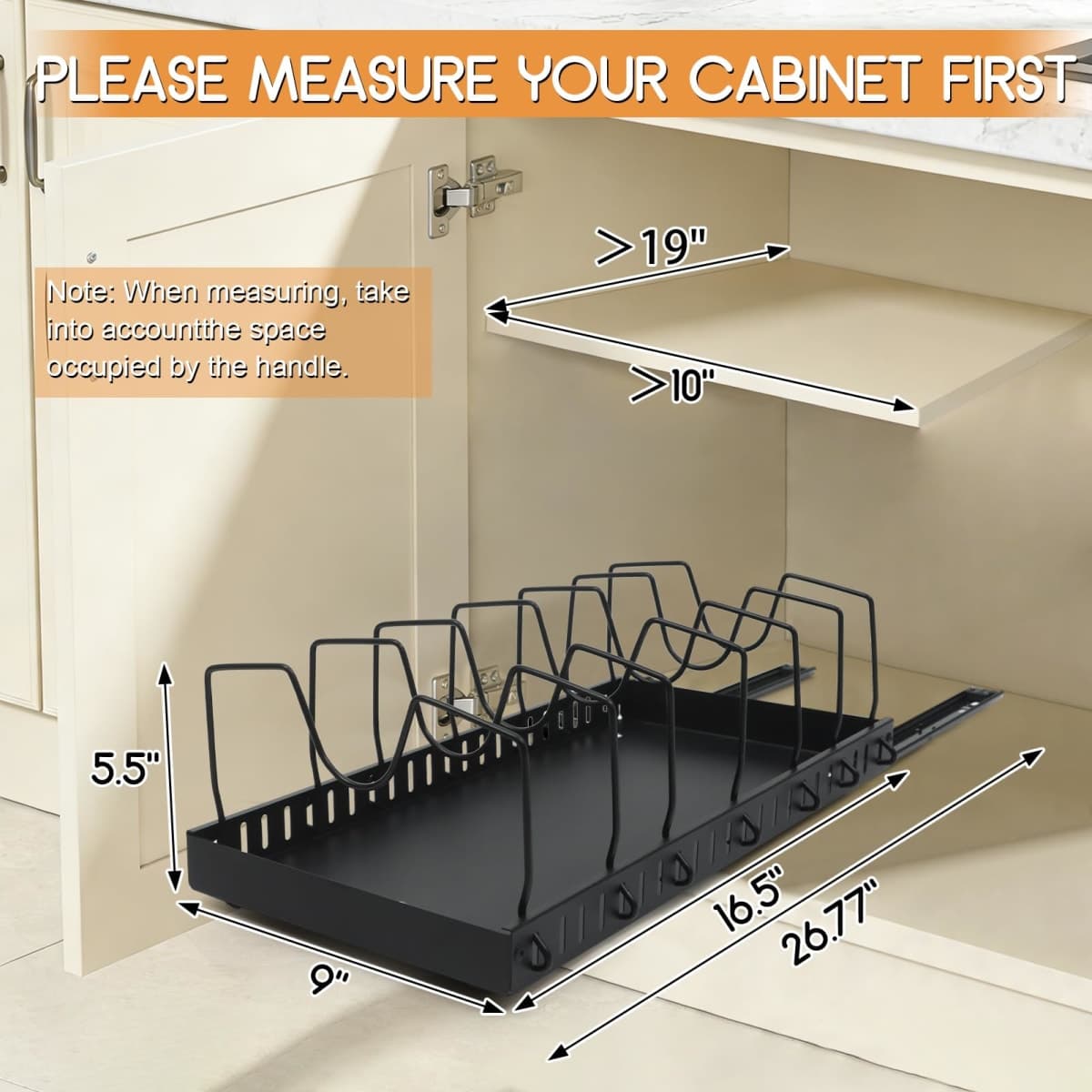 XIAPIA 2 Pack Pull Out Pots and Pans Organizer Under Kitchen Cabinet thumbnail 3