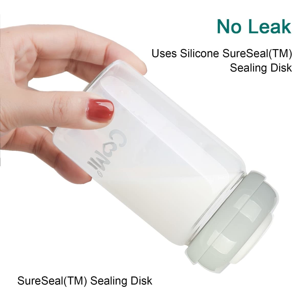 COMI Wide Neck Glass Breastmilk Collection n Storage Bottle, 4 Packs, 6oz with Screw Ring Sealing Disk; Re-markable Sealing Disc. BPA Free, Fits Breast Pumps & Nipples (2 Gray Lids + 2 Pink Lids) thumbnail 5