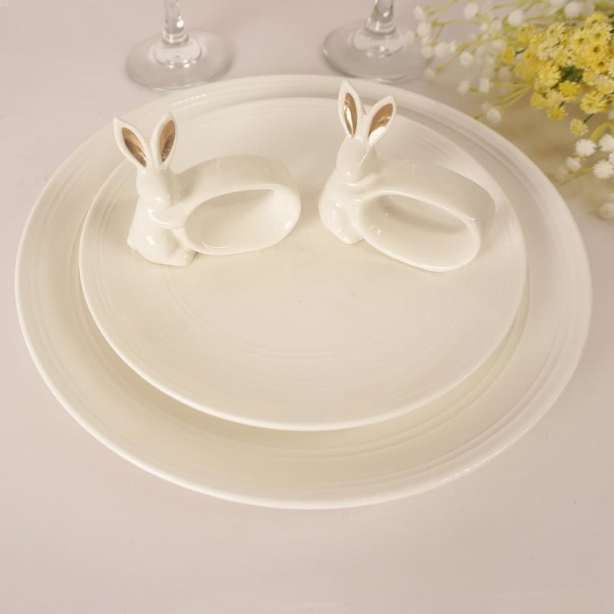 Utalek Easter Bunny Porcelain Napkin Rings Set of 6, Rabbit Napkin Ring Holders, White Bunny Ceramic Napkin Rings for Easter, Spring Party, Banquet, Dinner, Wedding Table Decor thumbnail 3