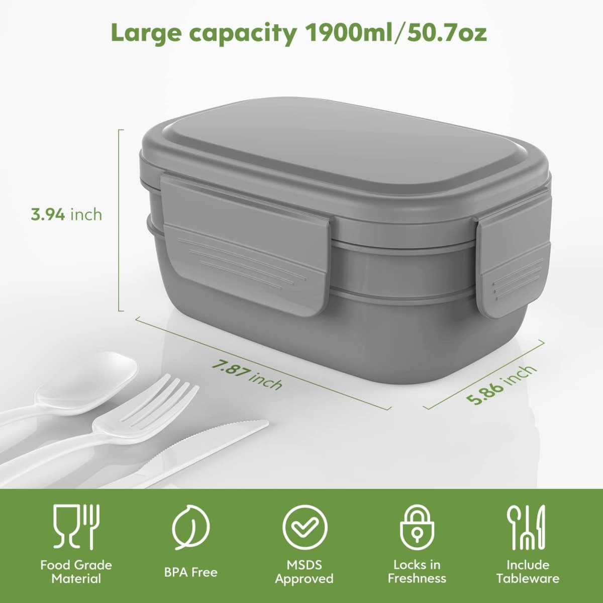 HOMETALL Bento Box Adult Lunch Box,3 Stackable Bento Lunch Containers for Adults/Kids, Modern Minimalist Design Bento Box with Utensil Set, Leak-Proof Lunchbox for Dining Out, Work, Picnic, School thumbnail 5