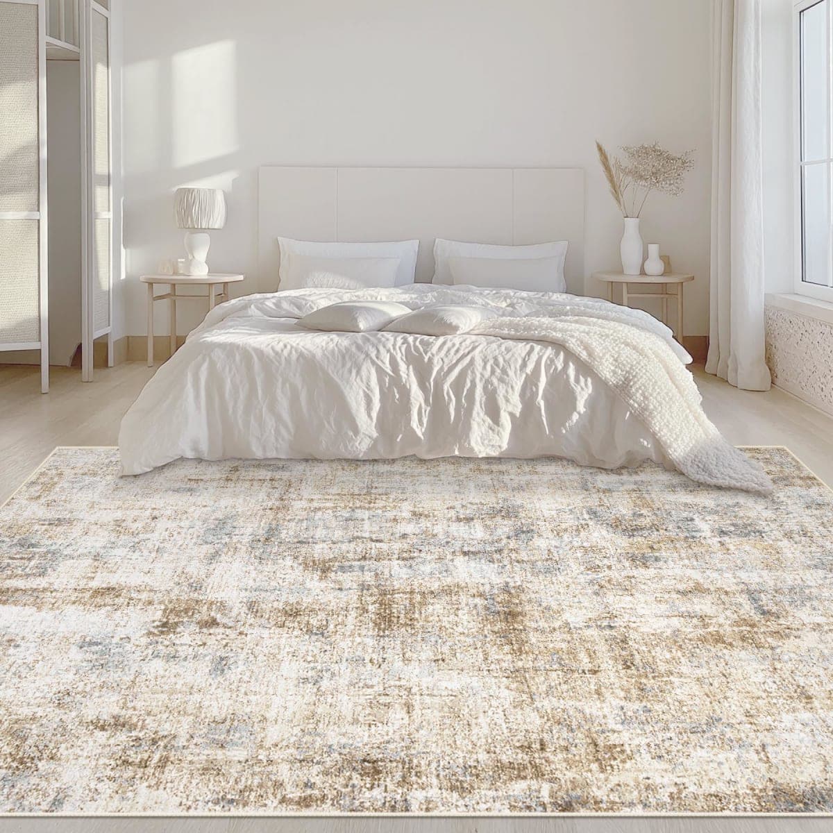 Area Rugs 5x7 Living Room: Washable Rug Modern Abstract Rugs Soft Non Slip Neutral Rug Stain Resistant Indoor Carpet for Bedroom Kitchen Dining Room Nursery Home Office Rugs(Blue Brown,5'x7') thumbnail 3