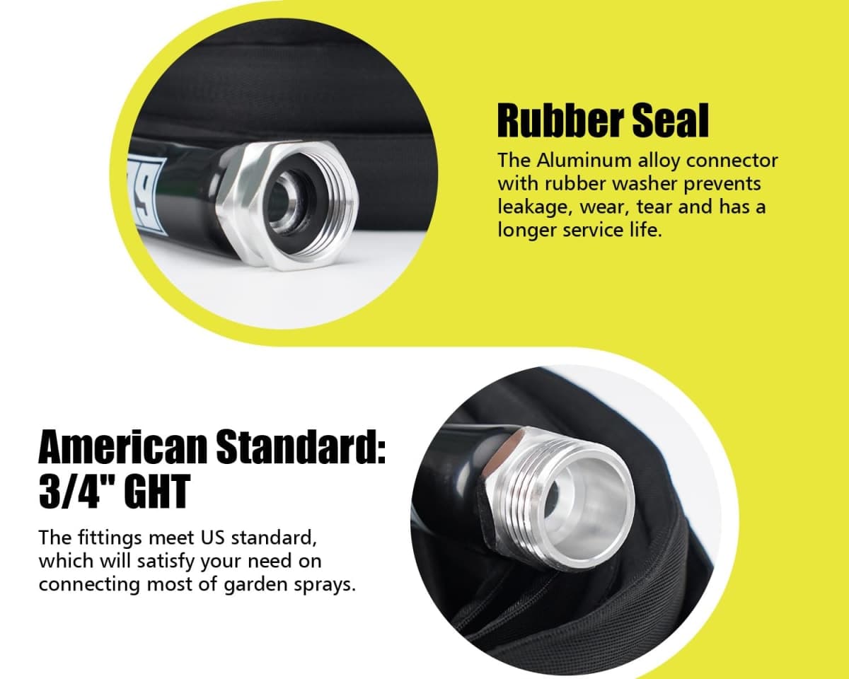 6699 Garden Hose 50FT x 5/8” Flexible Lightweight Garden Flat Water Pipe with 3/4”Solid Fittings for Watering Flowers/Lawns Car Wash Pet Washing thumbnail 2
