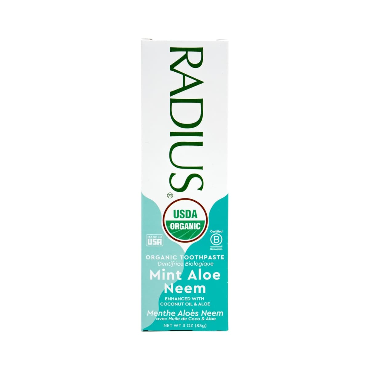 RADIUS USDA Organic Toothpaste 3oz Non Toxic Chemical-Free Gluten-Free Designed to Improve Gum Health & Prevent Cavity - Mint Aloe Neem - Pack of 1 thumbnail 2