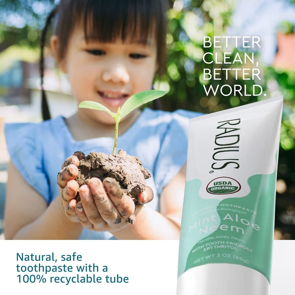 RADIUS USDA Organic Toothpaste 3oz Non Toxic Chemical-Free Gluten-Free Designed to Improve Gum Health & Prevent Cavity - Mint Aloe Neem - Pack of 1 thumbnail 3