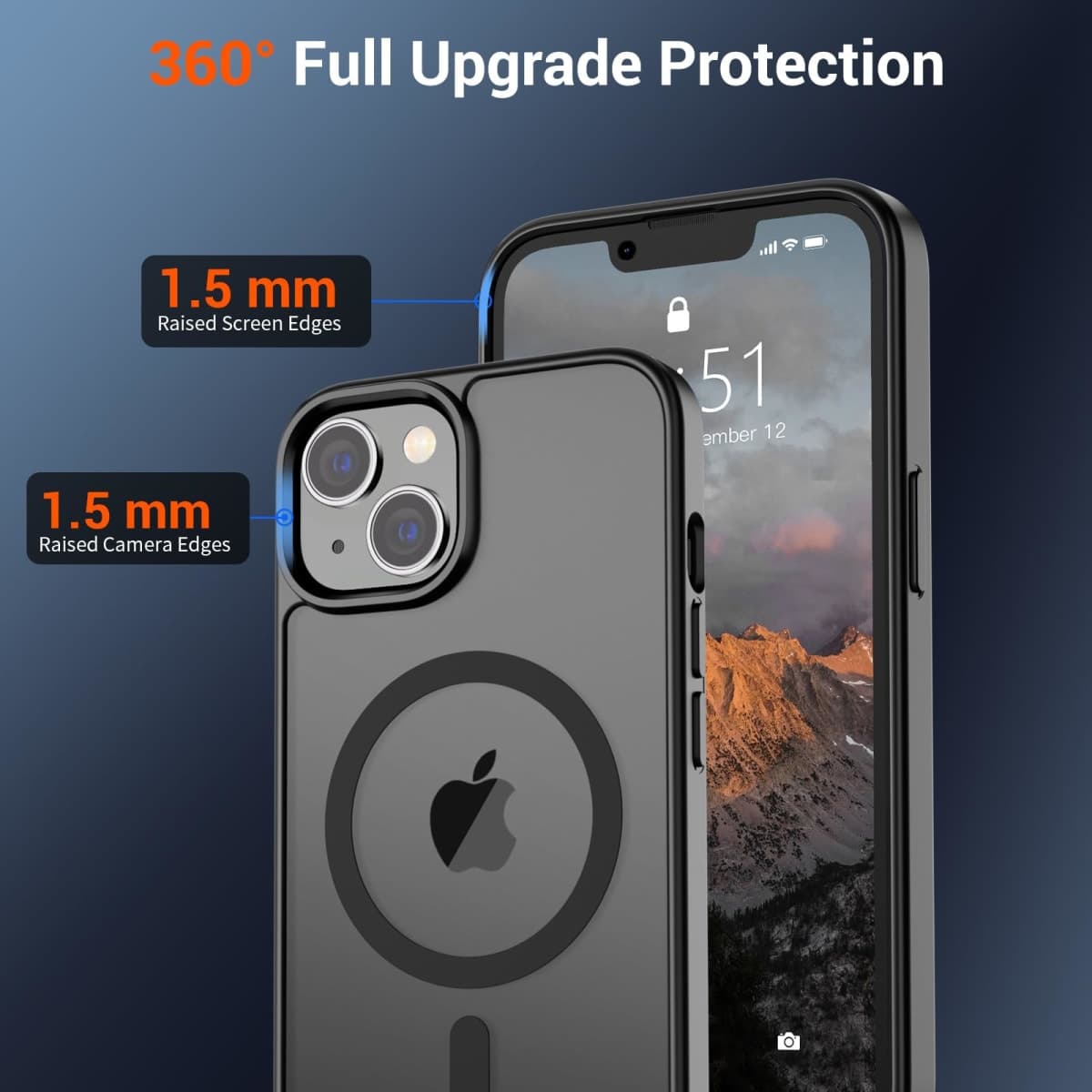 SUPFINE Magnetic for iPhone 14 Case & iPhone 13 Case (Compatible with MagSafe)(10 FT Military Grade Drop Protection) Slim Translucent Matte Shockproof Phone Cover,Black thumbnail 4