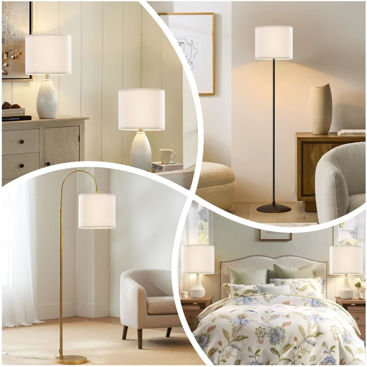 White Linen Small Drum Lampshade, 8.66" Top x 8.66" Bottom x 7.87" High Lamp Shade, Lamp Shade Replacement for Table and Floor Lamps, Pendant Light，Handcrafted Lampshade，Easy Assembly thumbnail 5