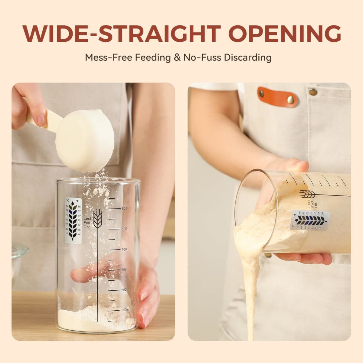 INOBYO Sourdough Starter Jar Kit, 24 oz Wide Mouth Sour Dough Jars Glass thumbnail 3