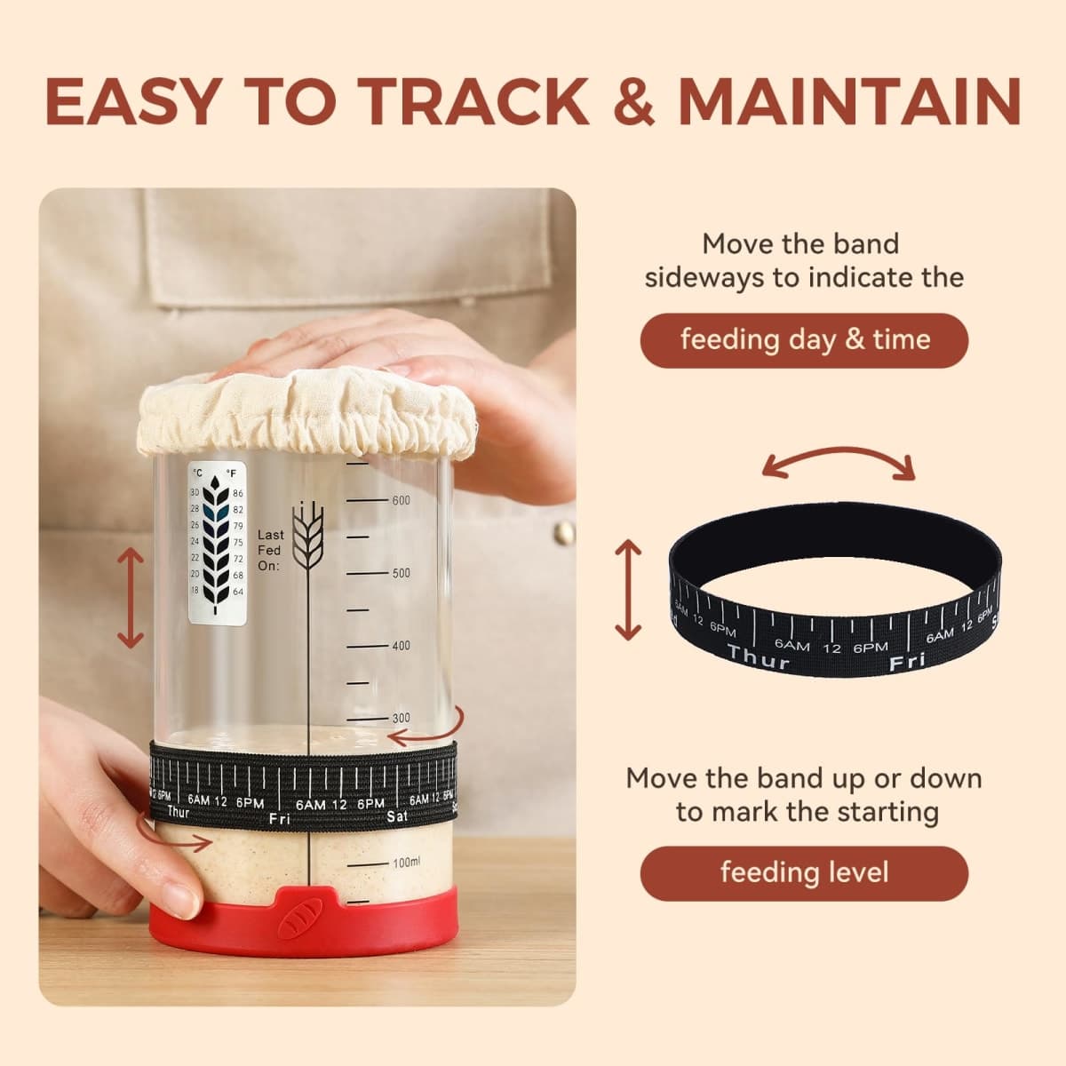 INOBYO Sourdough Starter Jar Kit, 24 oz Wide Mouth Sour Dough Jars Glass thumbnail 4