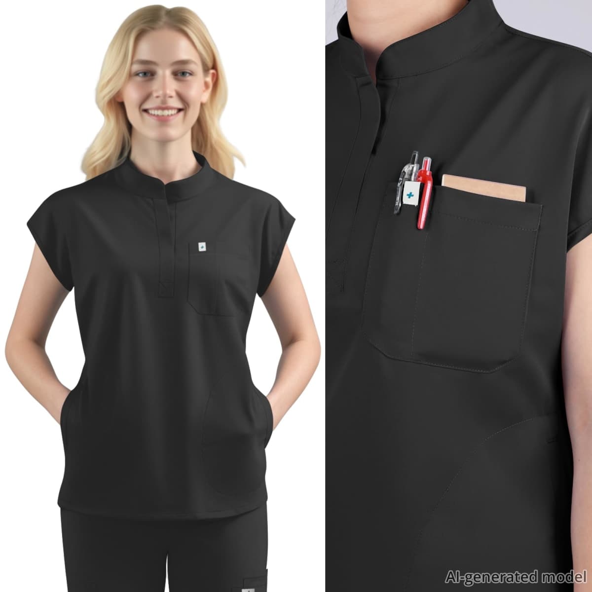 Scrubs for Women Set - Stretch Stand Collar & Jogger Pant with 11 Pockets thumbnail 4