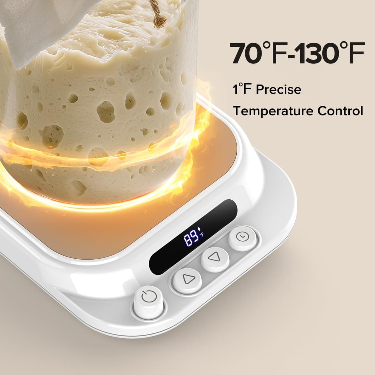 DesirSay Sourdough Starter Warmer,1℉ Precise Temperature Control(70-130℉),24H Timer,Compatible with Flat/Concave Jar Bottom for Home Baking thumbnail 3