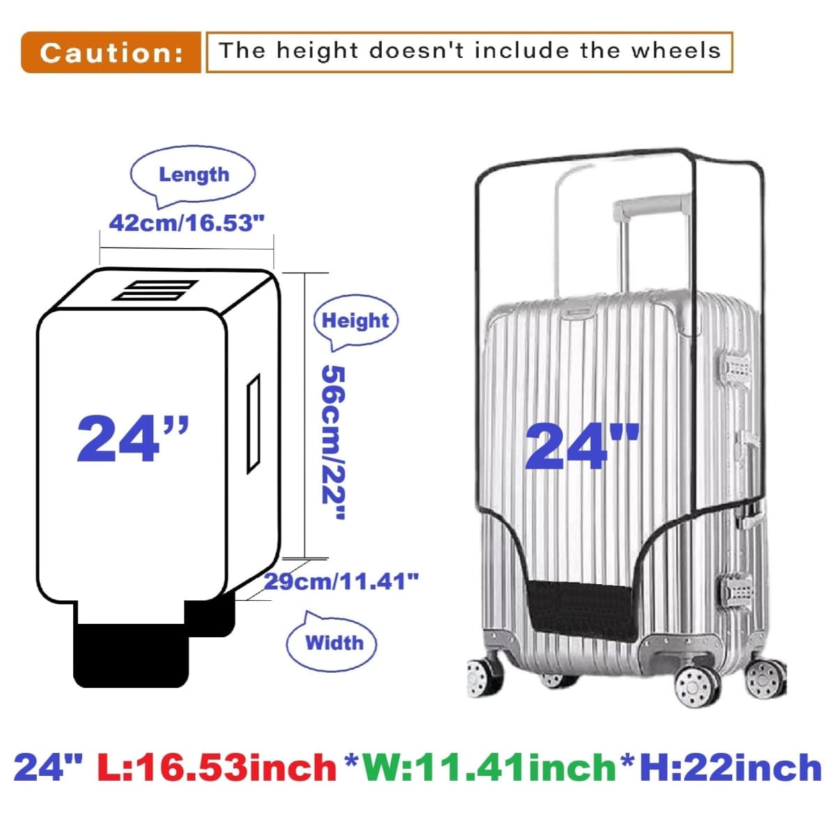 FABULWAY 1PCS Clear PVC Suitcase Cover Protectors Transparent Luggage Cover Waterproof Wheeled Suitcase Dust Cover Dustproof Travel Luggage Sleeve Protector, Clear, 24", Waterproof Suitcase Cover for thumbnail 2