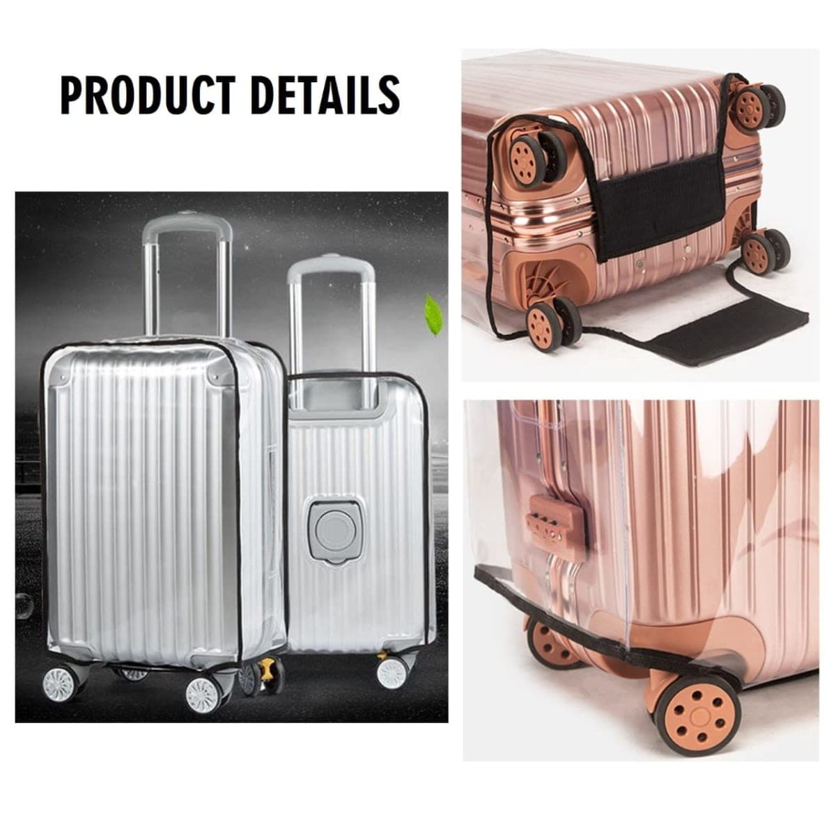 FABULWAY 1PCS Clear PVC Suitcase Cover Protectors Transparent Luggage Cover Waterproof Wheeled Suitcase Dust Cover Dustproof Travel Luggage Sleeve Protector, Clear, 24", Waterproof Suitcase Cover for thumbnail 5
