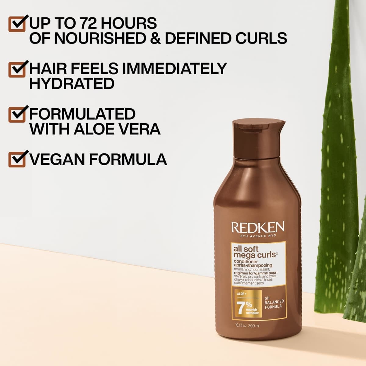 Redken All Soft Mega Curls Conditioner, For Extremely Dry Hair, For Curly & Coily Hair, Nourishes & Softens Severely Dry Hair, With Aloe Vera, 300 ML thumbnail 3