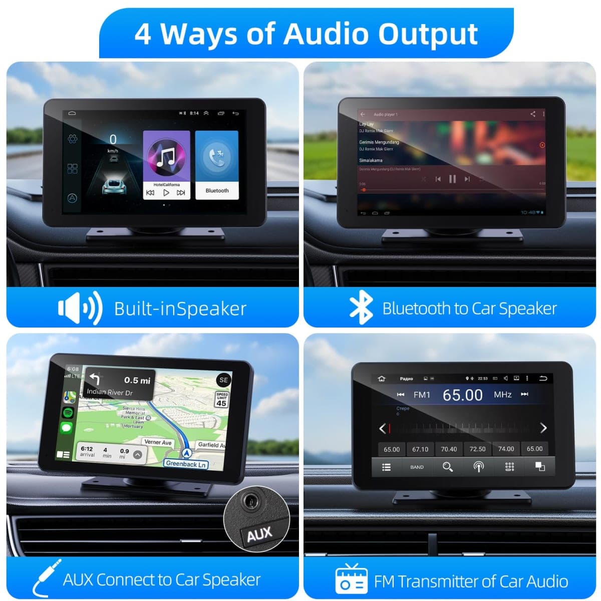 VUKARUAL Wireless Carplay and Android Auto Screen for Car, 7" HD Portable Touch Screen Car Stereo with Bluetooth, Backup Camera, Navigation, Mirror Link for All Vehicles thumbnail 5