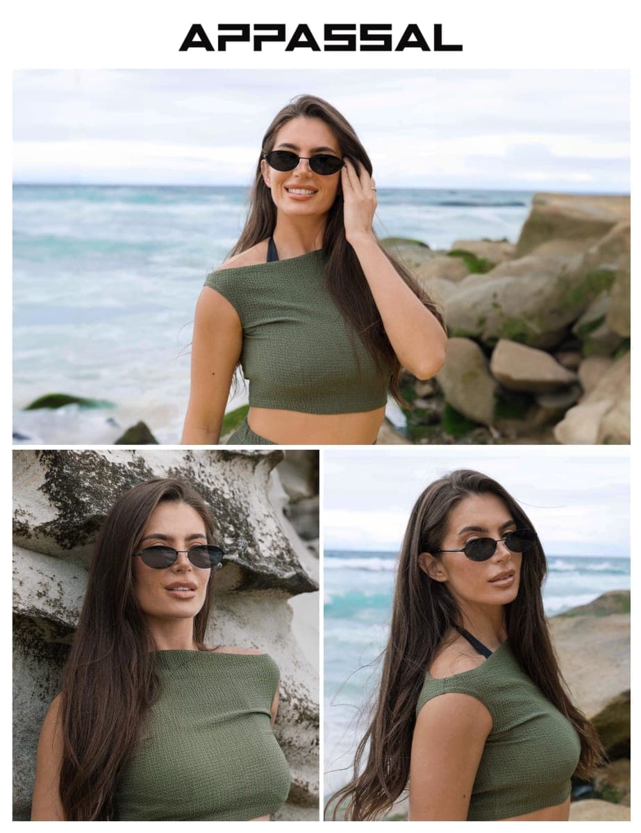 Appassal Retro Oval Sunglasses for Women Mens AP3696, C3 Black / Grey, Medium thumbnail 3
