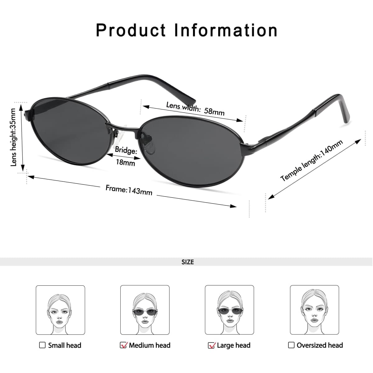 Appassal Retro Oval Sunglasses for Women Mens AP3696, C3 Black / Grey, Medium thumbnail 5