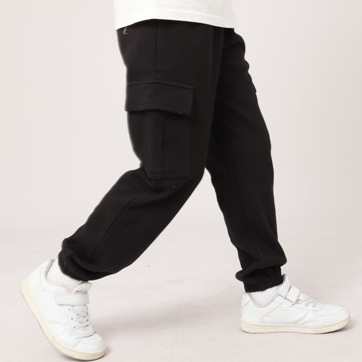 Girls Cargo Pants Unisex Kids Casual Joggers Elastic Waist Cargo Sweatpants for Boys & Girls, Black, 9-10 Years thumbnail 5