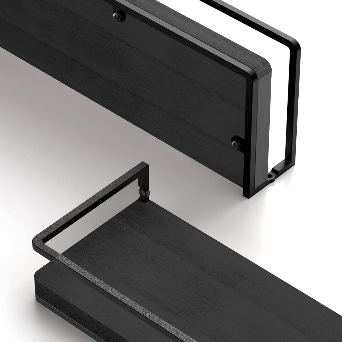 Meangood Floating Shelves Wall Mounted Set of 2, Rustic Wood Wall Storage Shelves for Bedroom,Living Room,Bathroom, Kitchen (Black) thumbnail 3