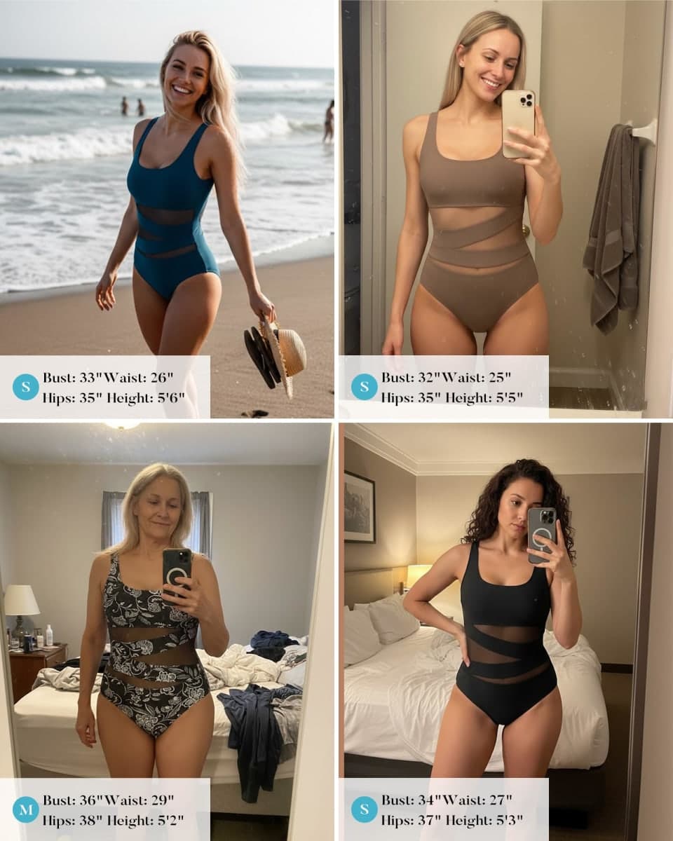 B2prity Women's Mesh One Piece Swimsuit Tummy Control Sexy Bathing Suit Push Up Swim Suit Slimming Swimwear, Teal Green, Medium thumbnail 4