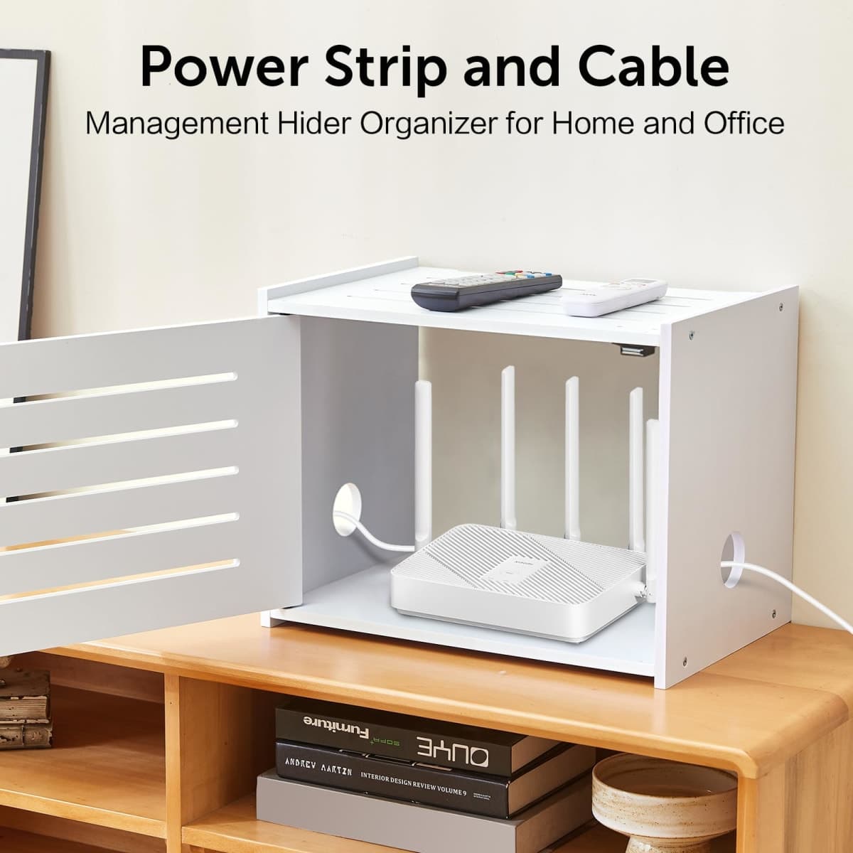 Tristcily WiFi Router Storage Cabinet, Router Cabinet-(White) thumbnail 4