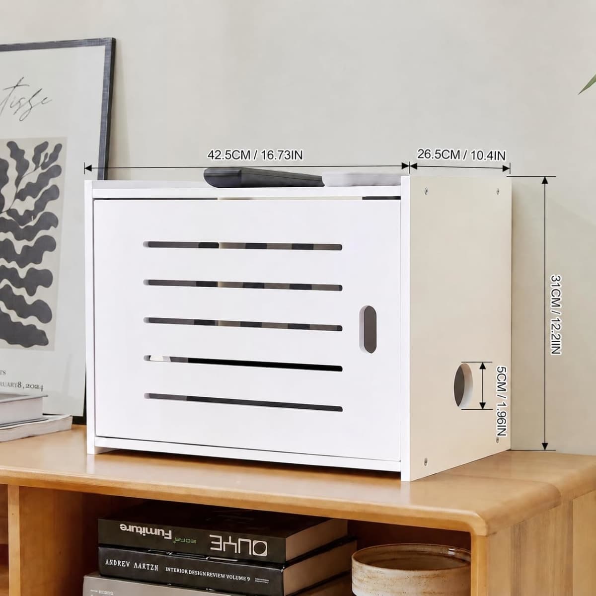 Tristcily WiFi Router Storage Cabinet, Router Cabinet-(White) thumbnail 5