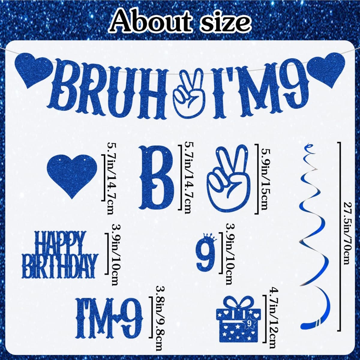 Birthday Decorations for Boys and Girls Blue (blue 9th banner) thumbnail 3