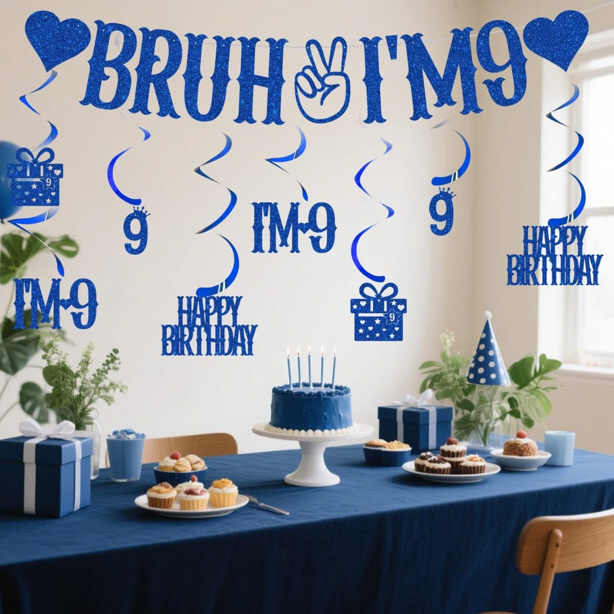 Birthday Decorations for Boys and Girls Blue (blue 9th banner) thumbnail 5