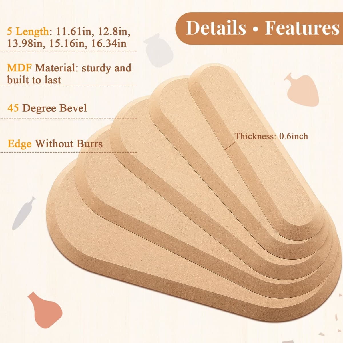 Sunnychicc 5 Pcs Ceramic Mold for Clay Wooden Pottery Molds Clay Molds for Pottery Ceramic Plate Pottery Molds for Clay Slump Molds Pottery Tools for Handbuilding Craft(Oval,11.61-16.34") thumbnail 2