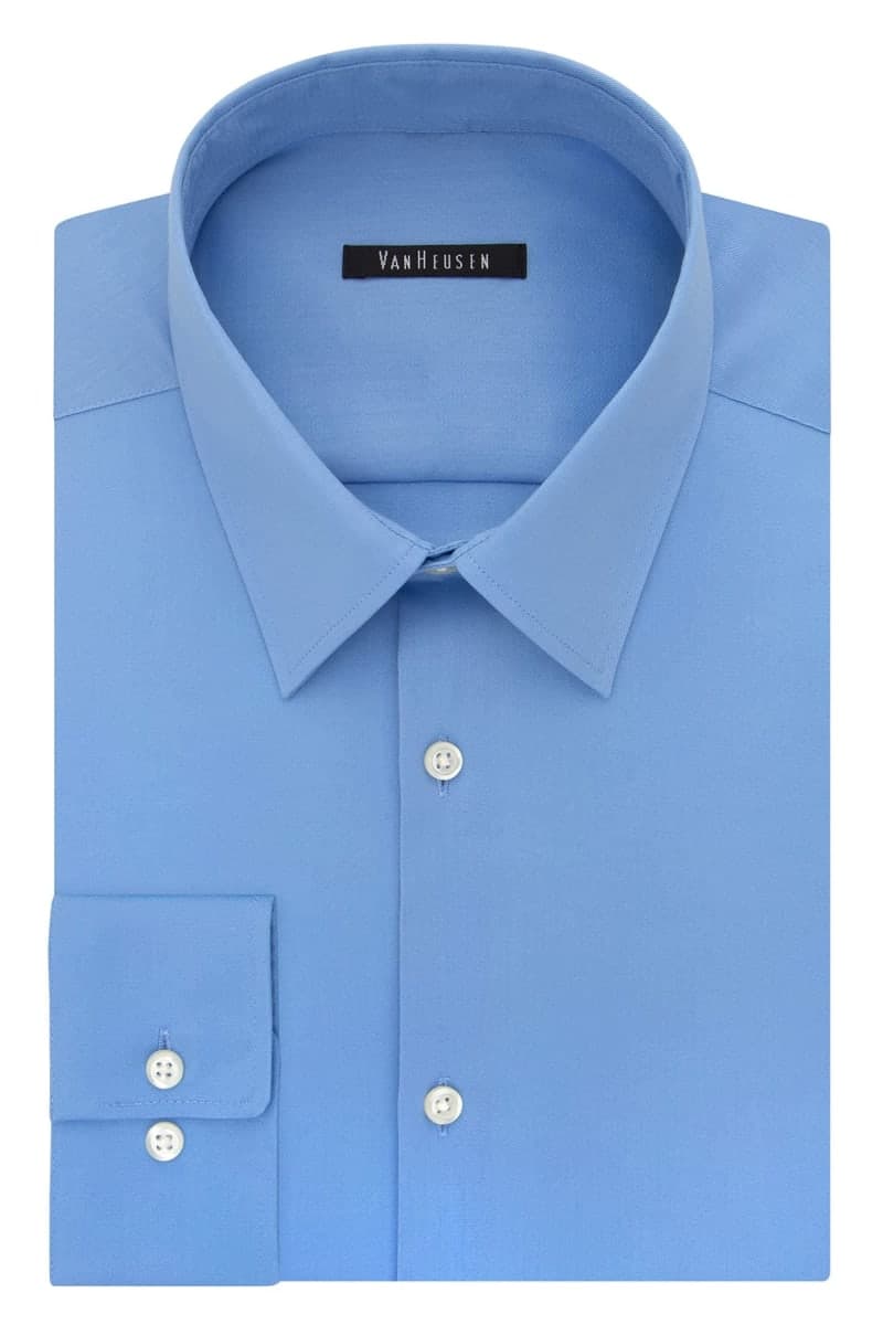 Van Heusen Men's Dress Shirt Slim Fit Flex Collar Stretch Solid, Blue Frost, 18.5" Neck 34"-35" Sleeve thumbnail 3
