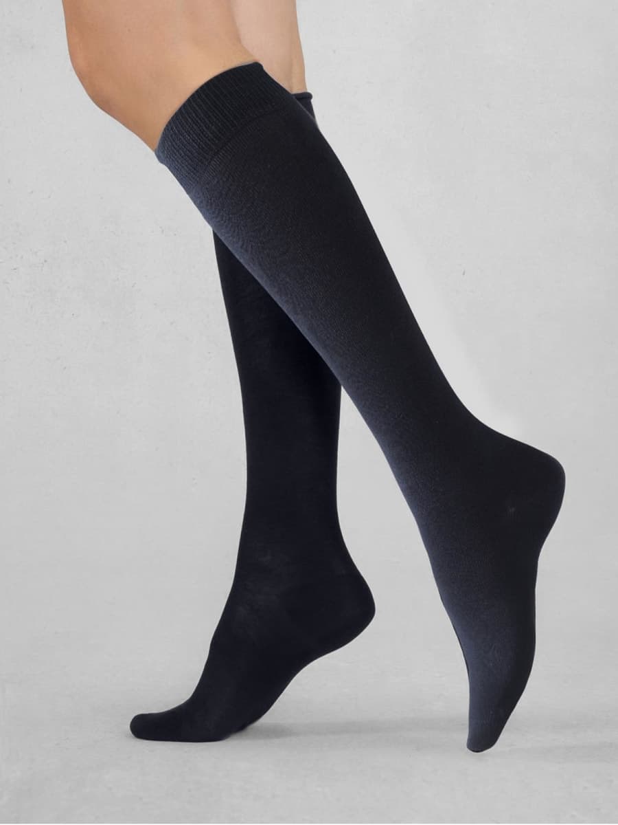 COTTON DAY Women's Soft Combed Cotton Knee High Socks Seamless Toe 3 Pack, Navy Blue 3 Pack, Small-Medium thumbnail 2