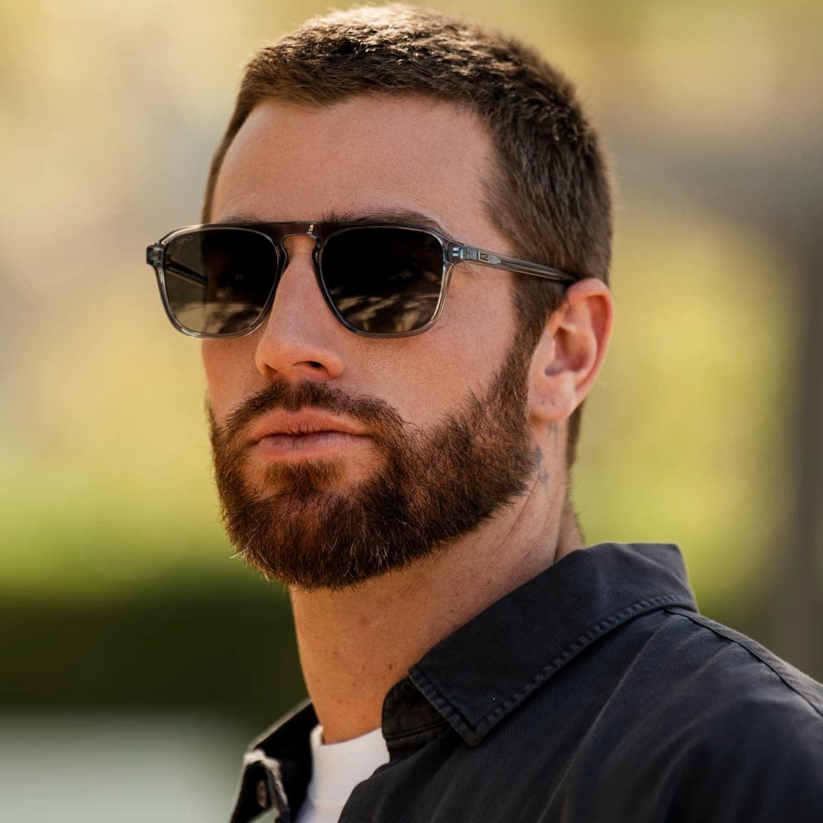 WearMe Pro Polarized Modern Aviator One-Bridge Square Mens Sunglasses, Denim Blue / Black Lens, One Size thumbnail 3