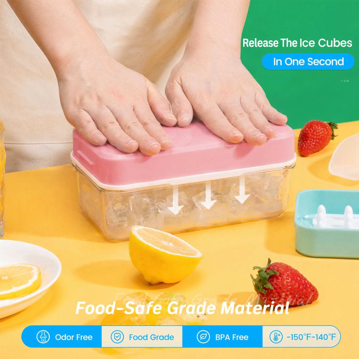 PHINOX Ice Cube Tray with Lid and Bin, Easy Release 84 Cubes for Freezer thumbnail 2