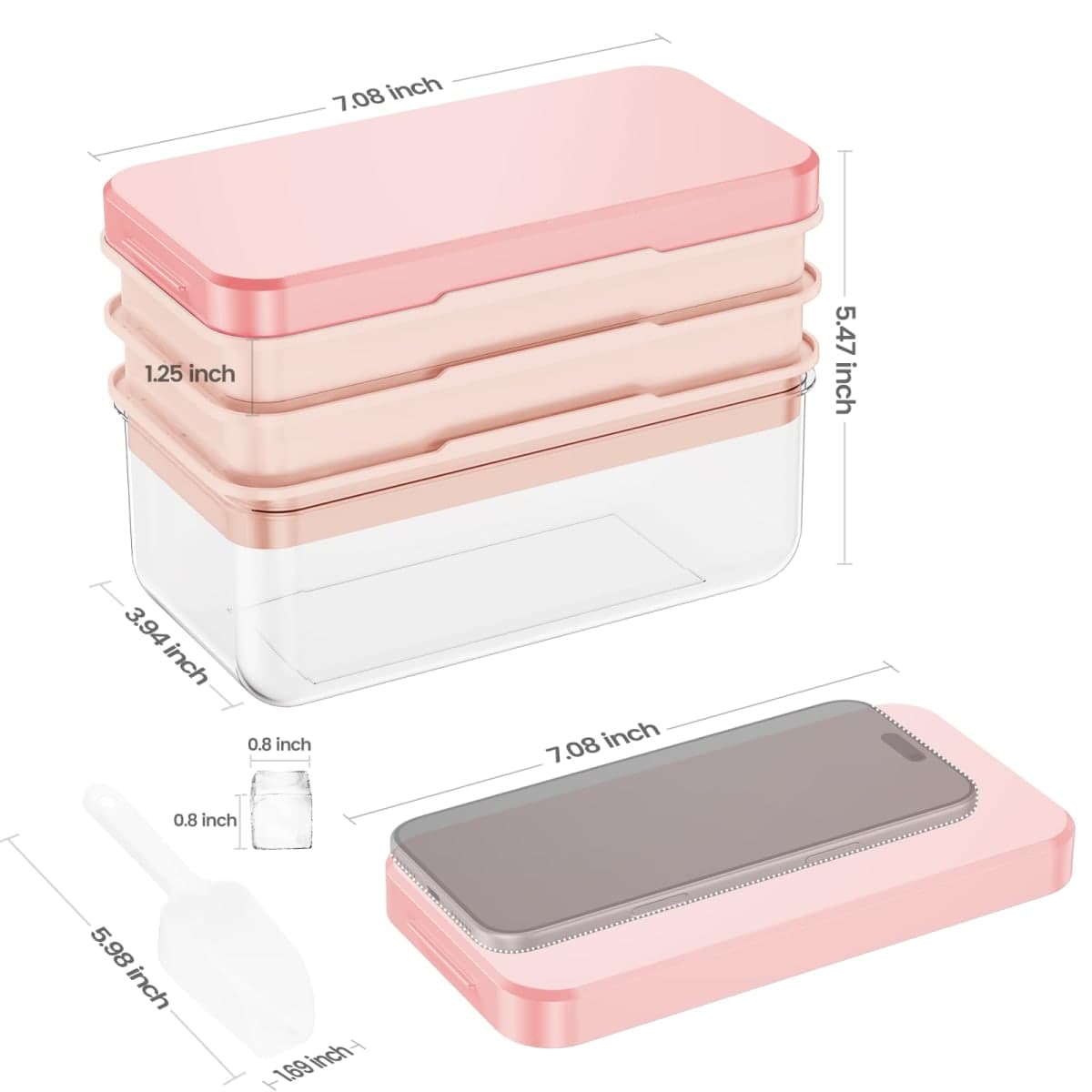 PHINOX Ice Cube Tray with Lid and Bin, Easy Release 84 Cubes for Freezer thumbnail 3