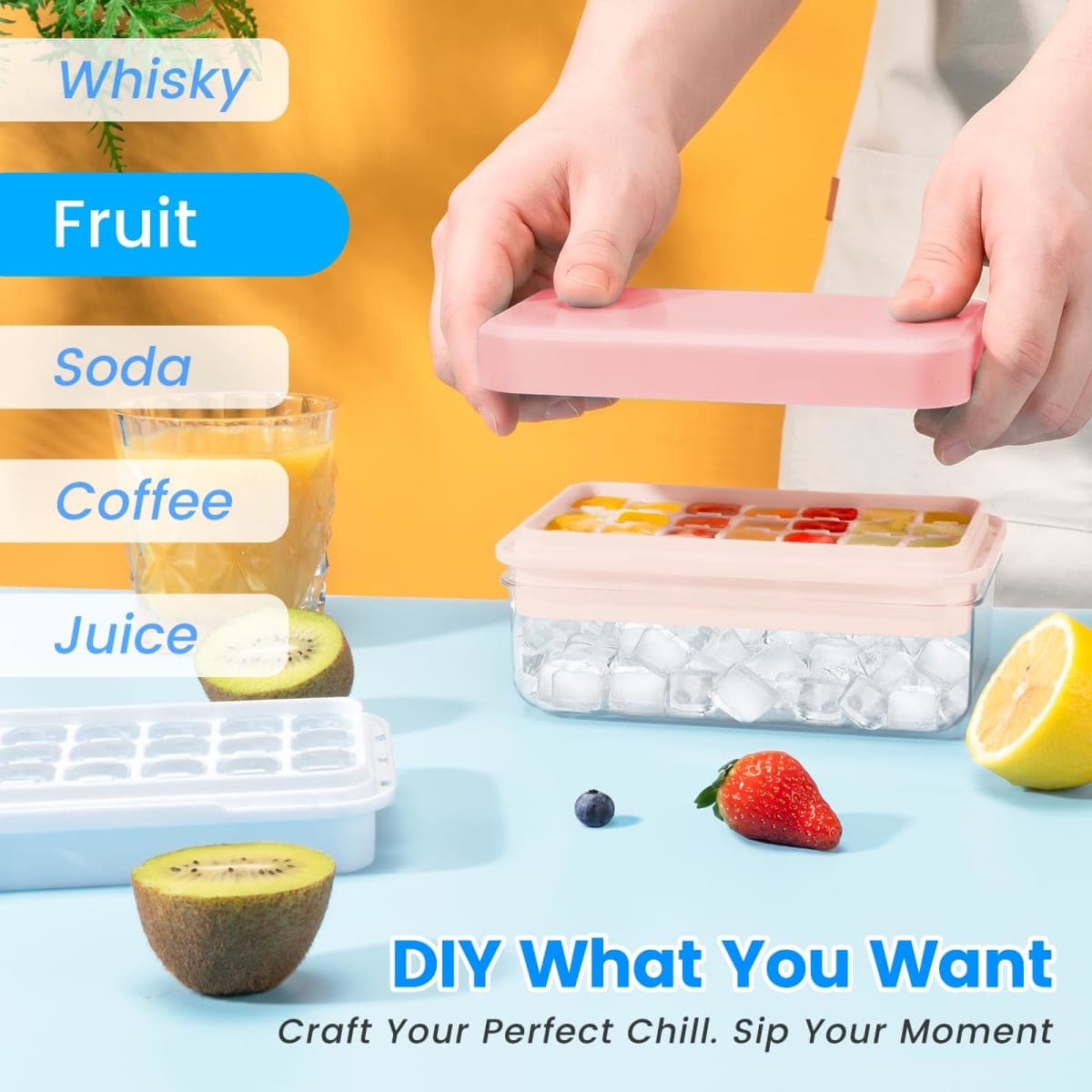 PHINOX Ice Cube Tray with Lid and Bin, Easy Release 84 Cubes for Freezer thumbnail 4