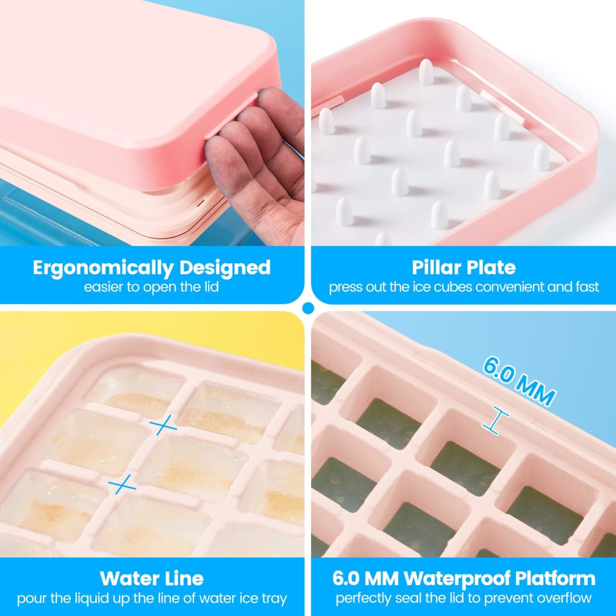 PHINOX Ice Cube Tray with Lid and Bin, Easy Release 84 Cubes for Freezer thumbnail 5